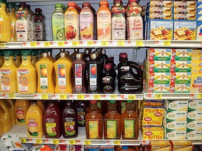 Grocery Shelf with food items