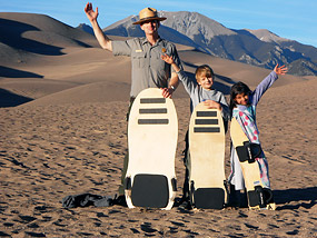 Ranger and Kids with Sandboards