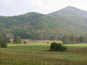The characteristic open fields of Cades Cove.