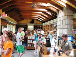 An interior view of the new Clingmans Dome visitor contact station.