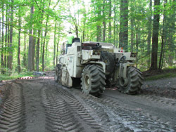 Full-depth reclamation road work.