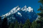 Cathedral Group mountains with snow.