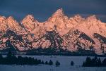 Sunrise on Teton Range during winter