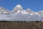 Grand Teton with fall fog