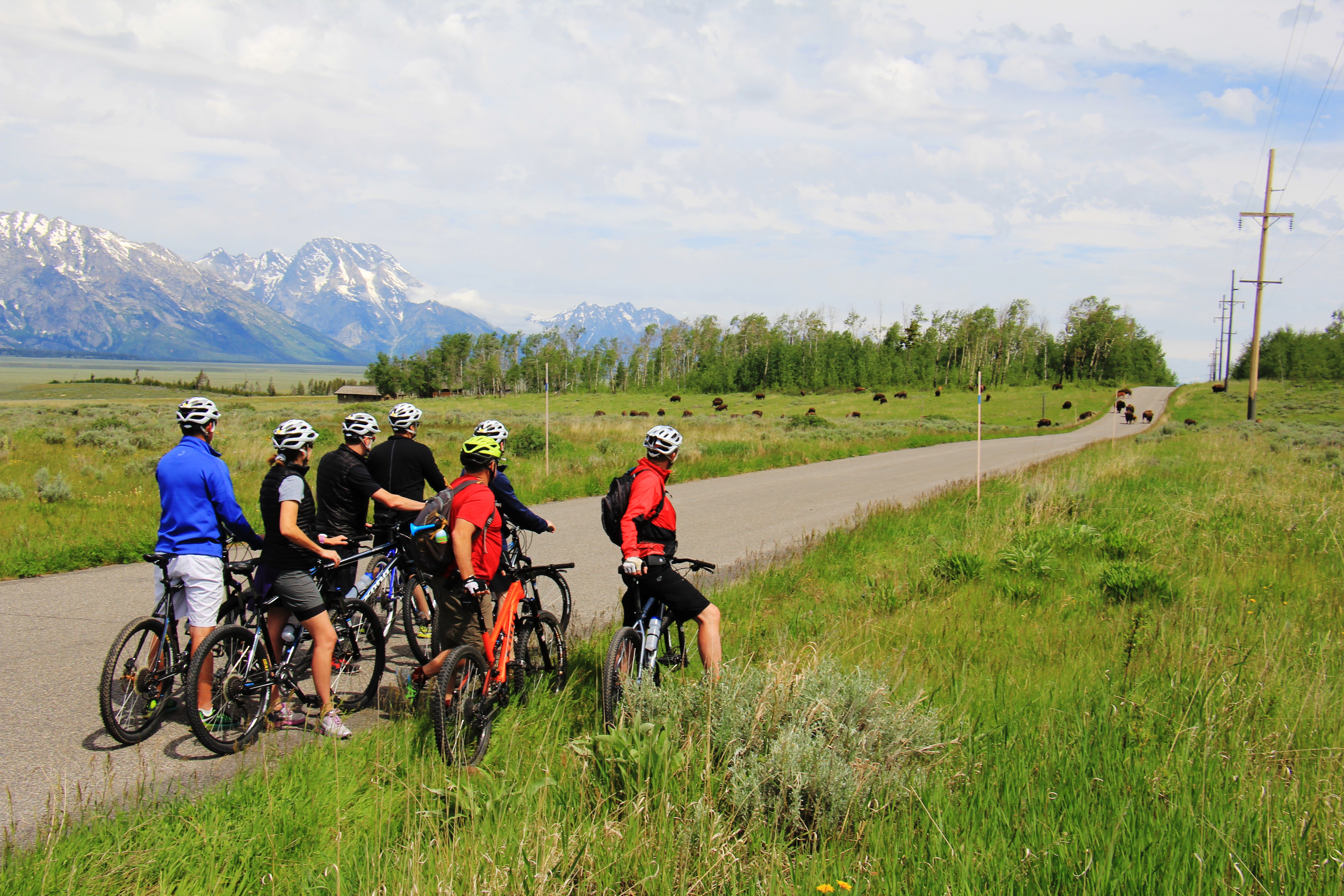 Bicyclists tour Grand Teton