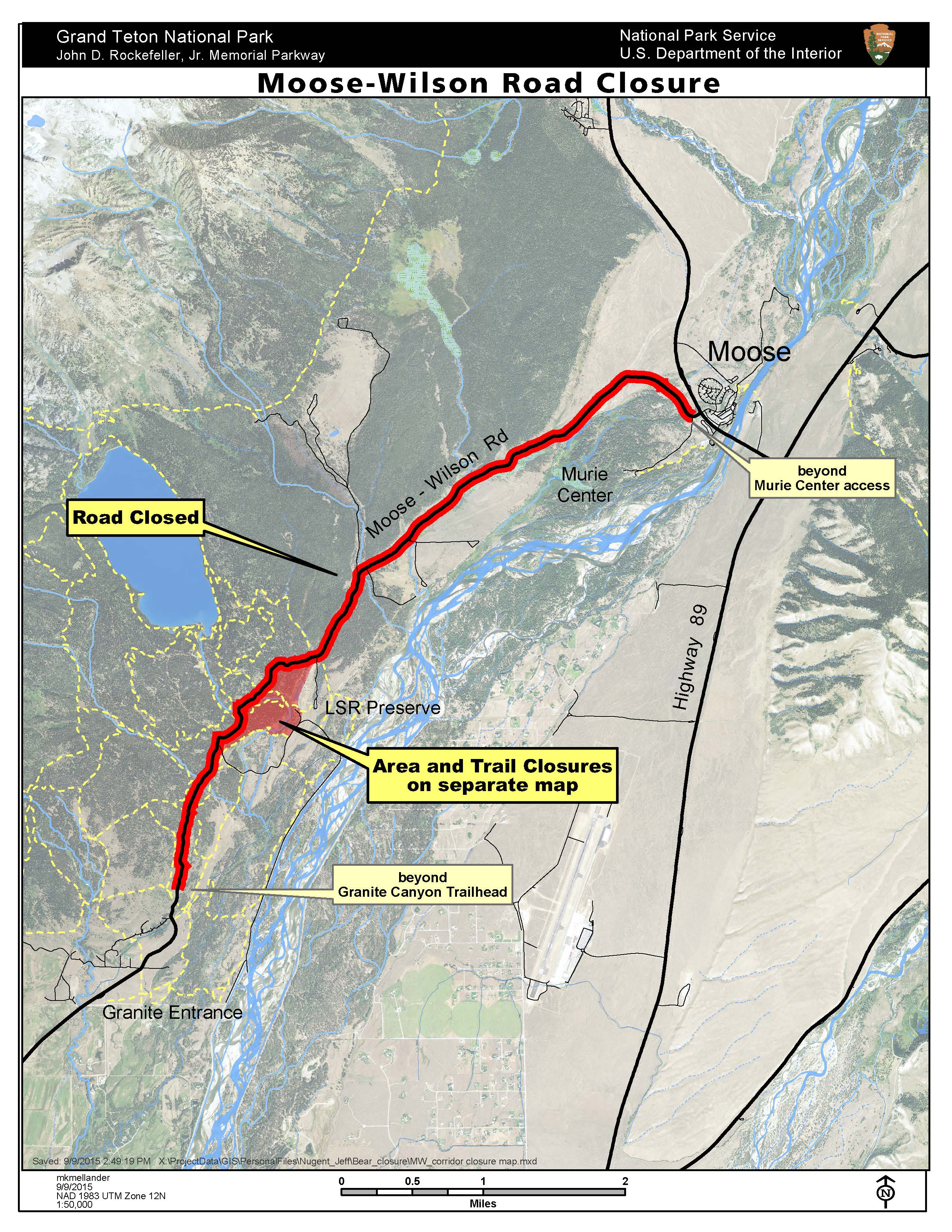 Moose-Wilson Road Temporary Closure