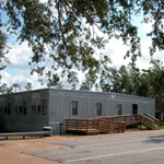 Trailer that is being
used as the Davis 
Bayou Temporary
Visitor Contact Center.