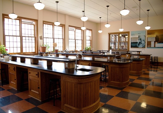 Modeled after one of George Washington Carver's labs at Tuskegee Institute, the science classroom offers various activities and education programs.