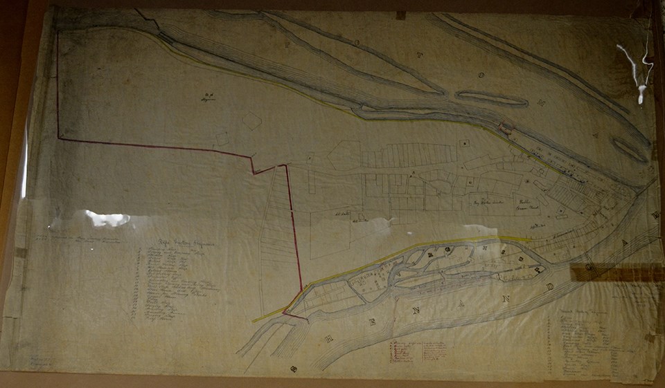 1848 map of government lands in Harpers Ferrya