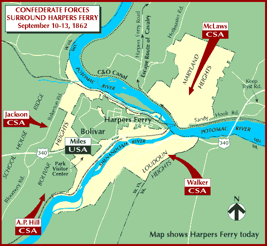 Confederate postions around Harpers Ferry in September of 1862
