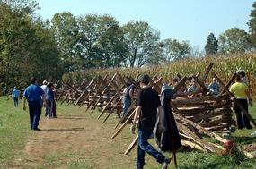 Students from St. Mary's Hall/Doane Academy from Burlington, NJ put up this fence on School House Ridge--South Battlefield.