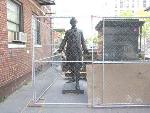 Hamilton's statue awaits its new home.