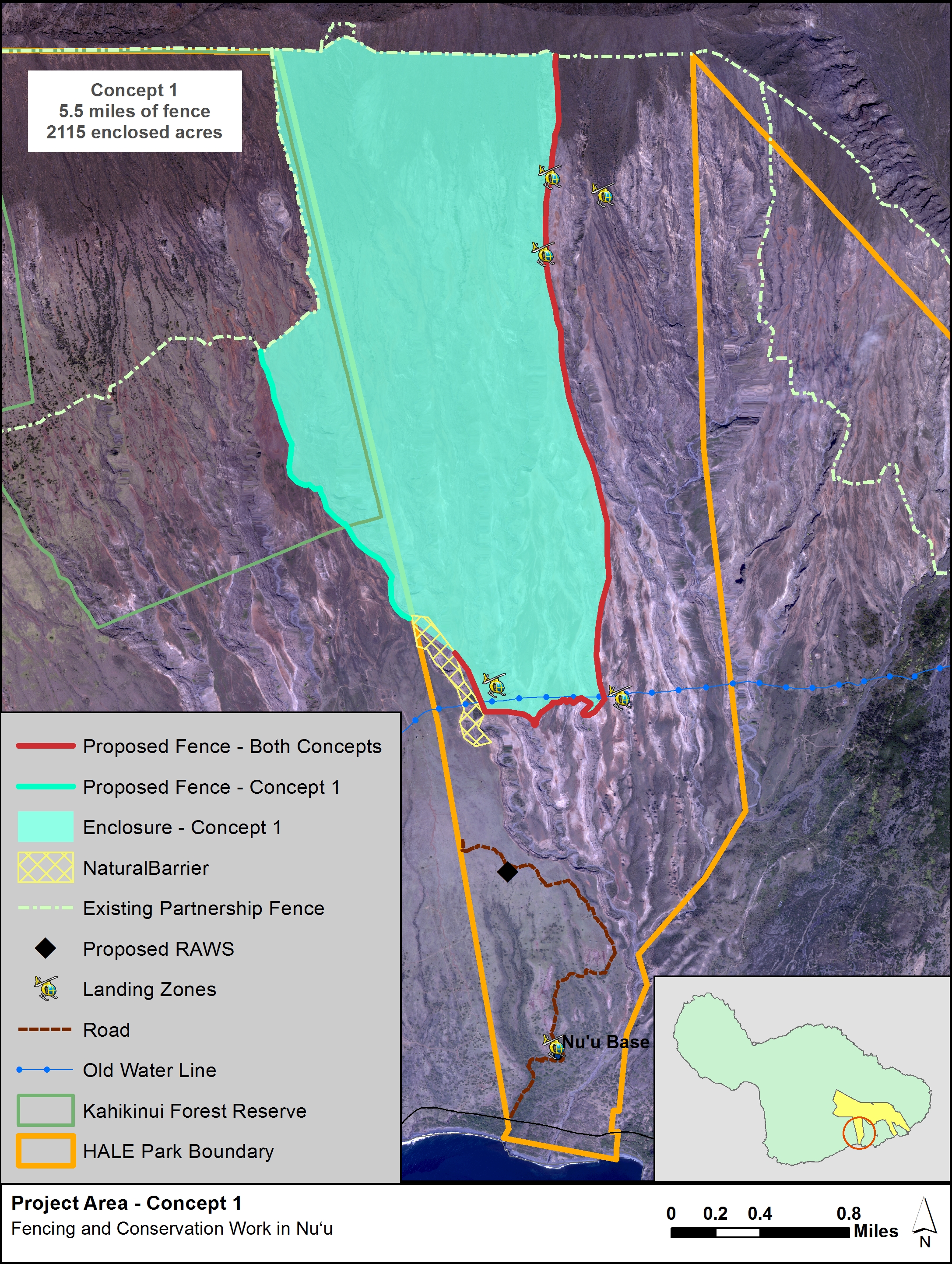 Map 1: One of two concepts of proposed fence location and conservation areas