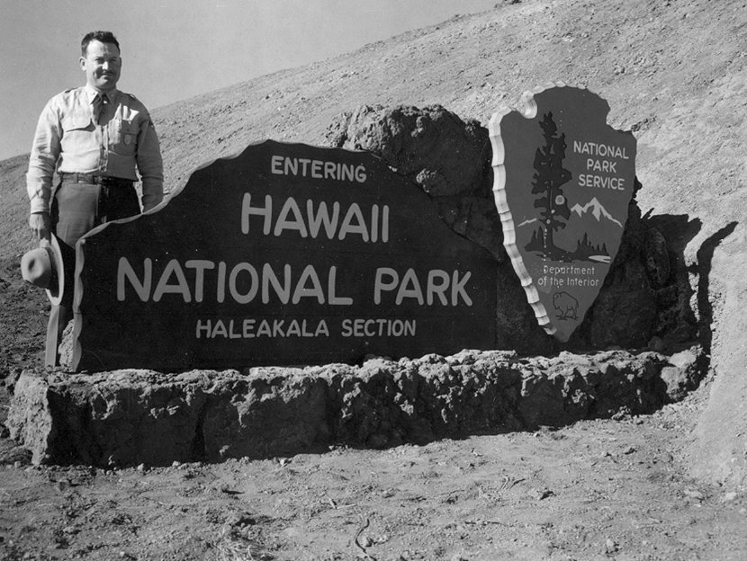 1916 Haleakala NP Entrance sign. When first established as a national park on August 1, 1916, Haleakala NP was called "Hawaii NP, Haleakala Section."