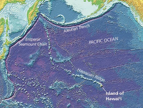 Topographic image showing the Hawaiian-Emperor Seamount Chain