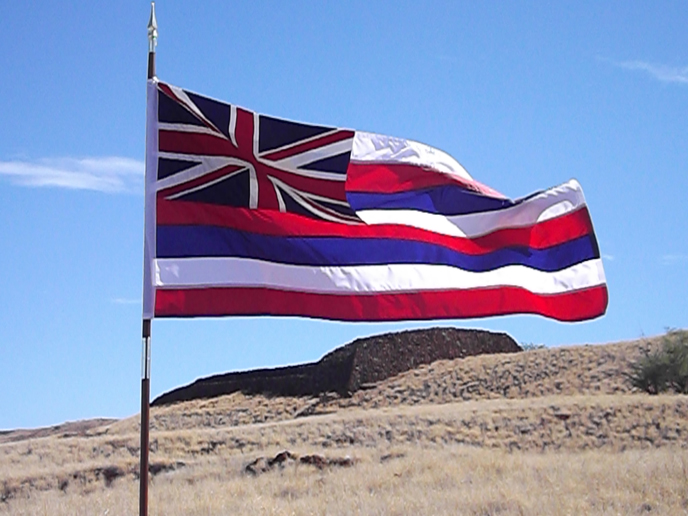 Hawaiian flag at Pu‘ukohola Heiau National Historic Site