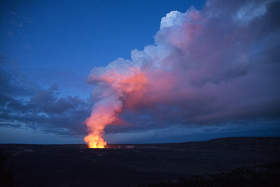 Halema‘uma‘u lights the morning sky