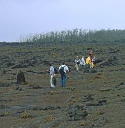 Hiking across the crater floor