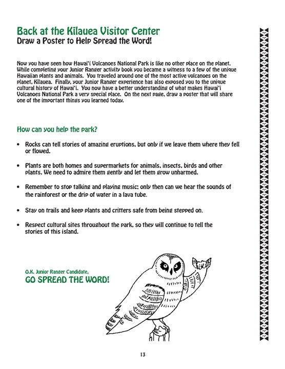 Junior Ranger Workbook Poster Instructions