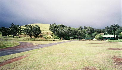 Old ranch buildings and grasslands of Kahuku