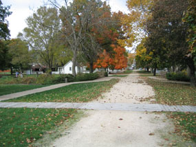 The historic trace of Downey Street is bound and crossed with wooden boarwalks.