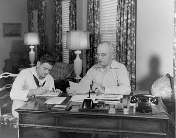 President Truman working at his desk
