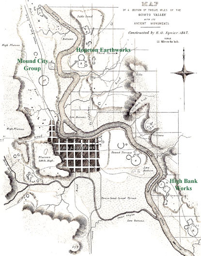 The Scioto River valley contains numerous earthworks built and used by those 