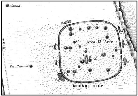 Detail of an historic map of Mound City Group.