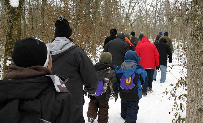 Visitors hiking during the bird count