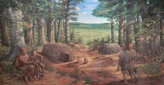 Mural of Hopewell culture village area