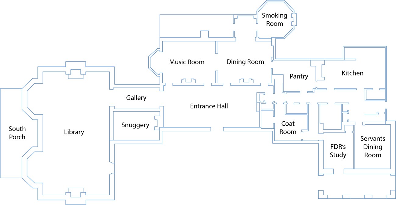 A floorplan of a house with room labels.