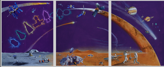 Paintings from Michael Carroll's exhibit'
From Longships to Spaceships:  A Thousand Years of Exploration