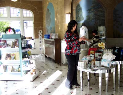 Two women shop in the park store.