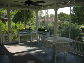 Screened-in back porch of Truman Home.