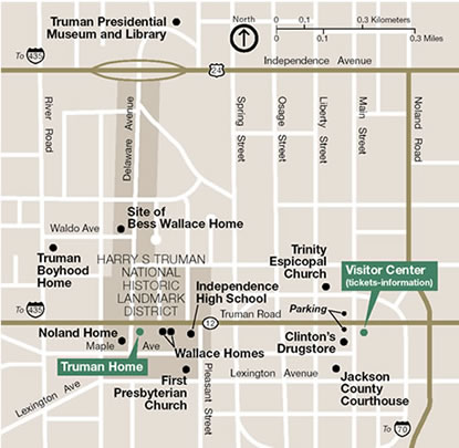 Map of Truman sites in Independence, MO
