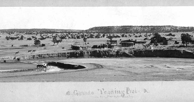 Hubbell Trading Post from Hubbell Hill, circa 1902. HUTR 8636