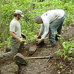 Volunteers construct trail at Devils Lake State park