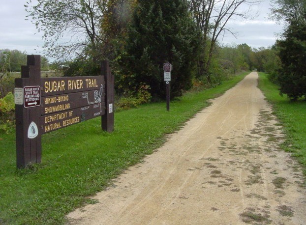 The Ice Age Trail follows the Sugar River Trail through Green County.