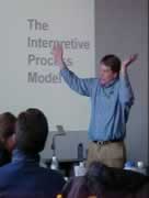 Photo of Instructor: Acting Training Manager David Larsen with "The Interpretive Process Model"