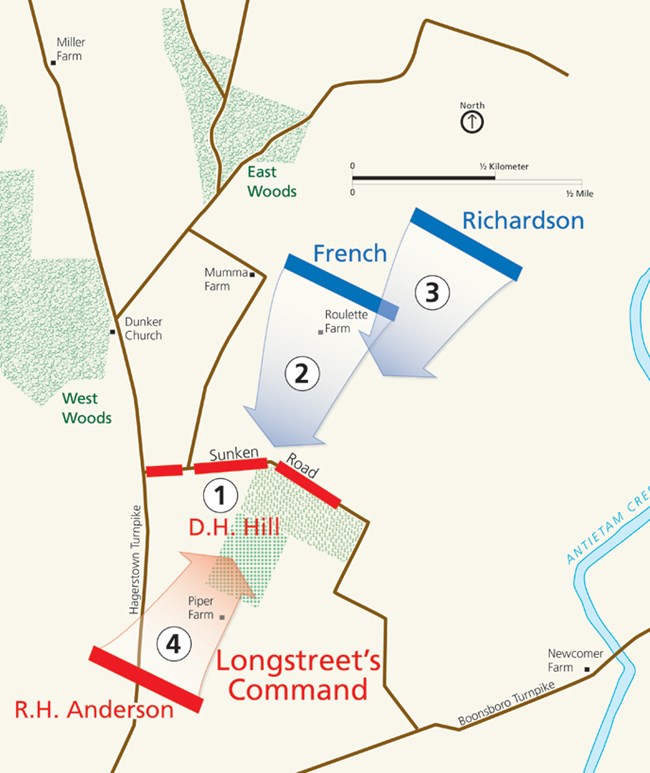 Map of the fighting at Bloody Lane