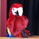 Macaw puppet is one of the stars of the puppet show