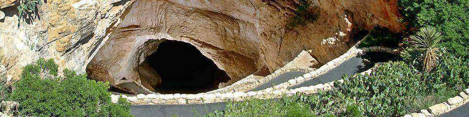 Photo of the steep natural entrance of Carlsbad Caverns