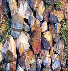 Photo of Alibates Flint showing all the different colors
