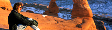 Visitor at Delicate Arch