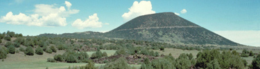 color photograph of Capulin Volcano showing road spiraling to the crater rim.