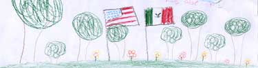 Kid Drawing - Mexican and U.S. flags