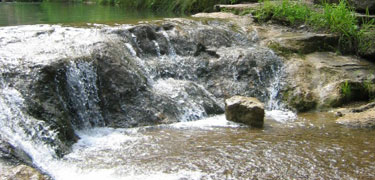 Water falling over a cascade along Travertine Creek