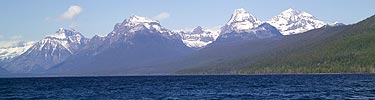 Mountains rise above Lake McDonald