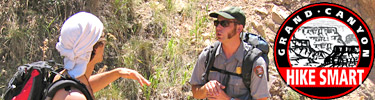 Hiker talking with PSAR Ranger in the canyon.