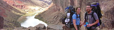 Couple of hikers hiking smart. Colorado River